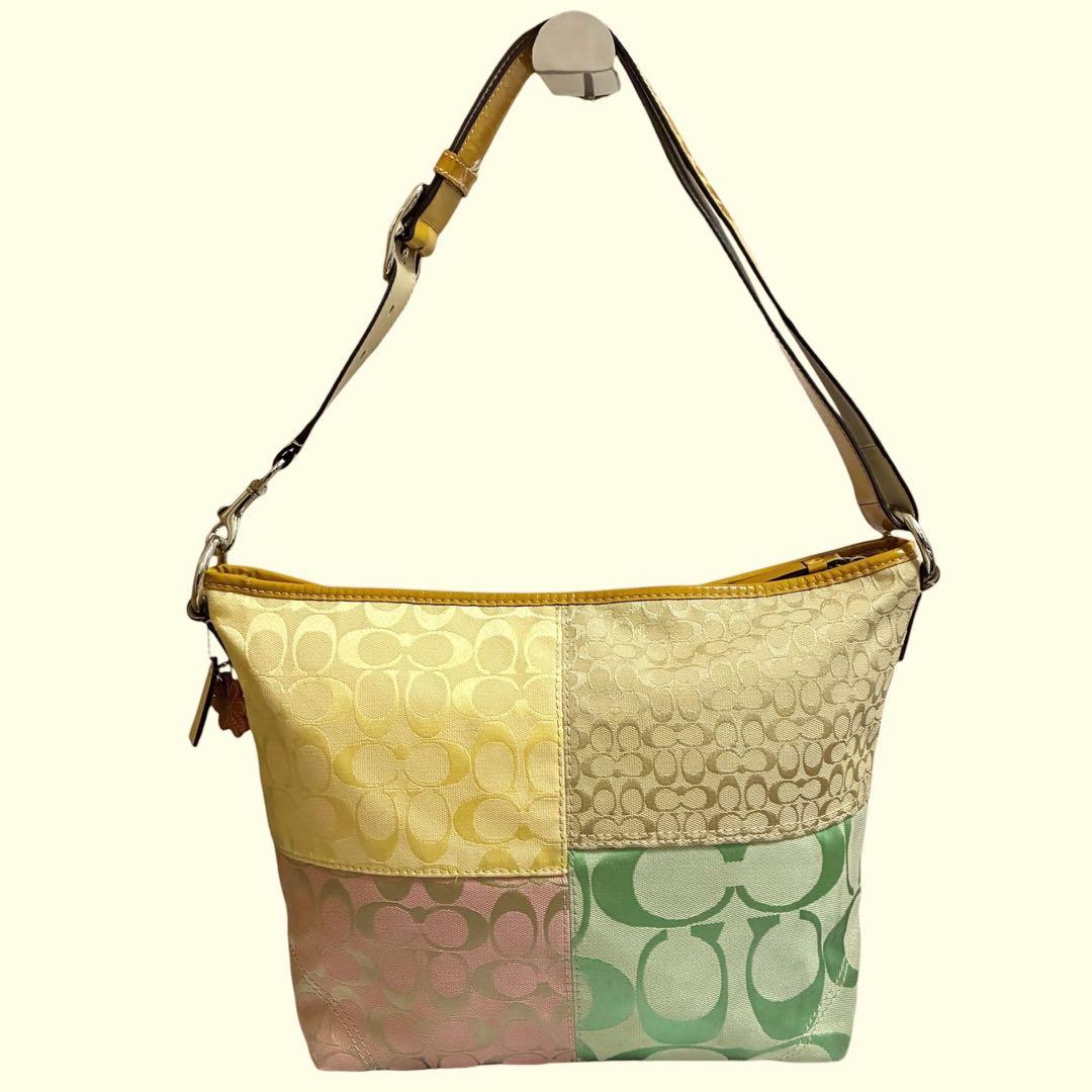 希少✨COACH コーチ パッチワーク マルチカラー Y2K ハンドバッグ