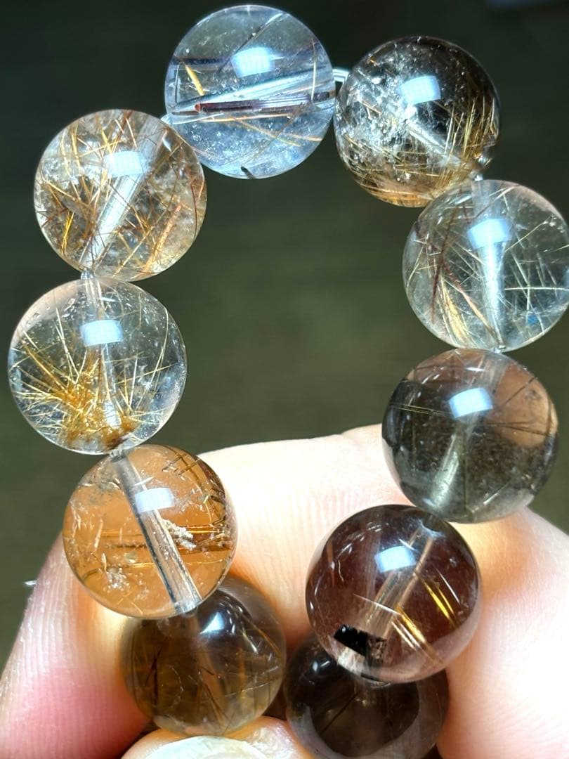 スモーキーミックスタイチンルチルブレス12.6㎜（新品未使用）ルチル　金運最強