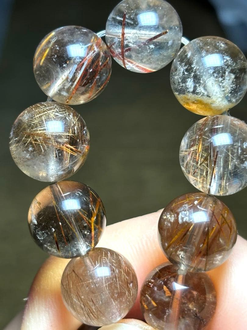 スモーキーミックスタイチンルチルブレス12.6㎜（新品未使用）ルチル　金運最強