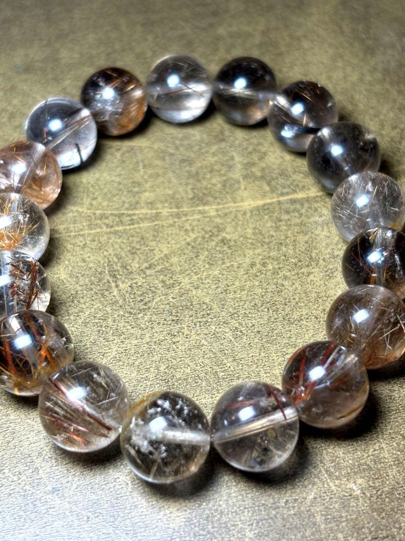 スモーキーミックスタイチンルチルブレス12.6㎜（新品未使用）ルチル　金運最強