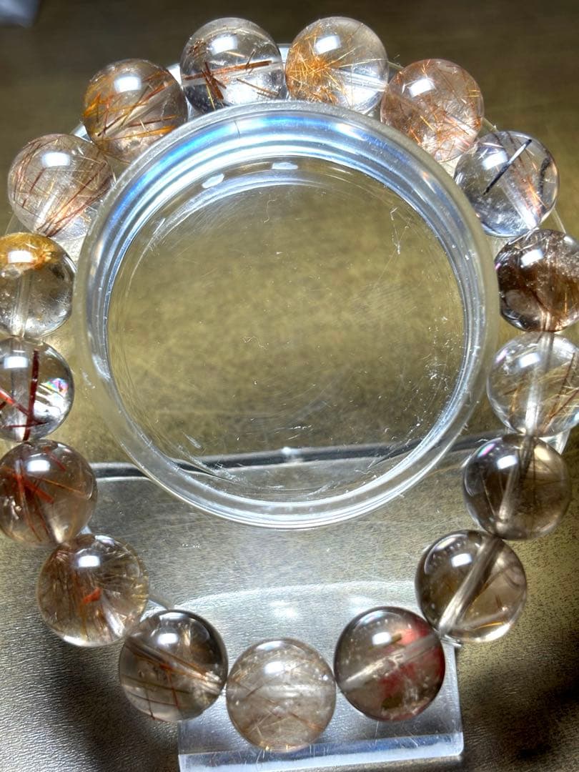 スモーキーミックスタイチンルチルブレス12.6㎜（新品未使用）ルチル　金運最強