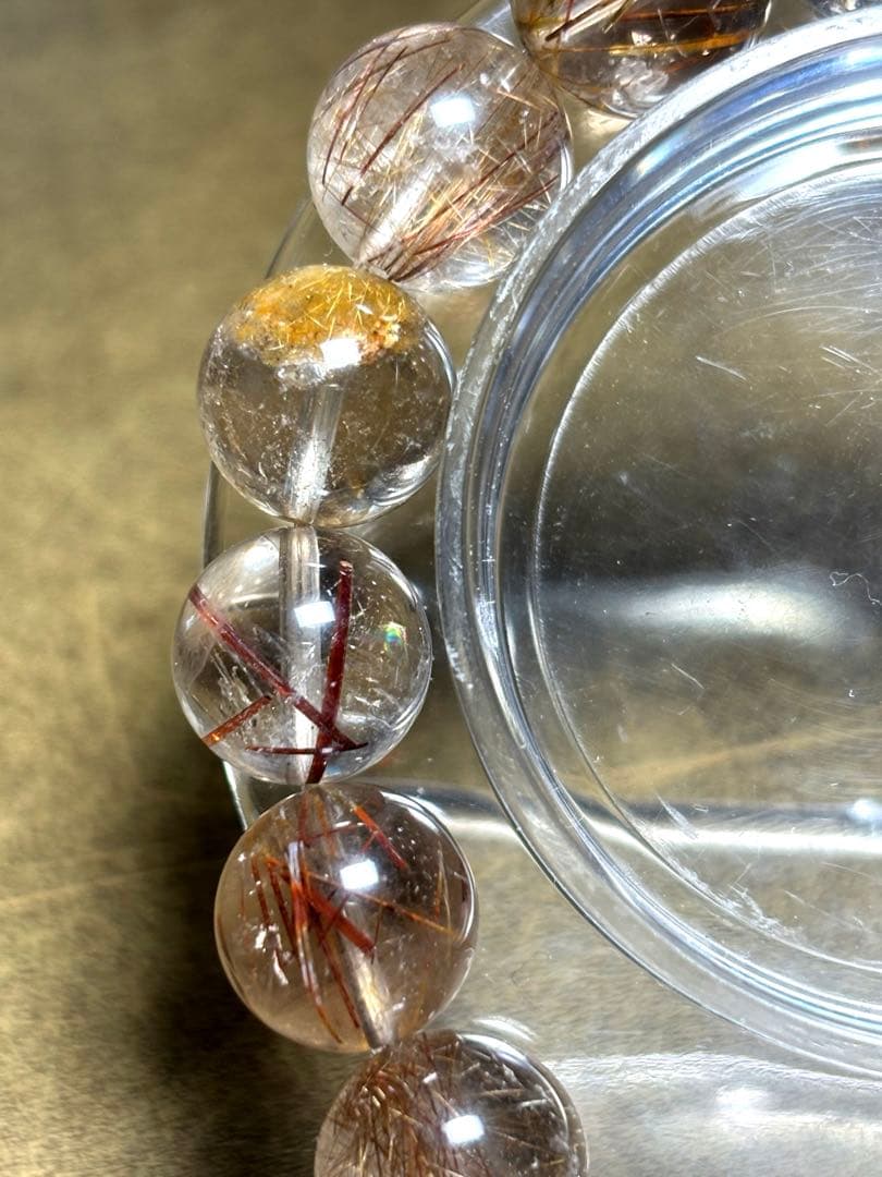 スモーキーミックスタイチンルチルブレス12.6㎜（新品未使用）ルチル　金運最強