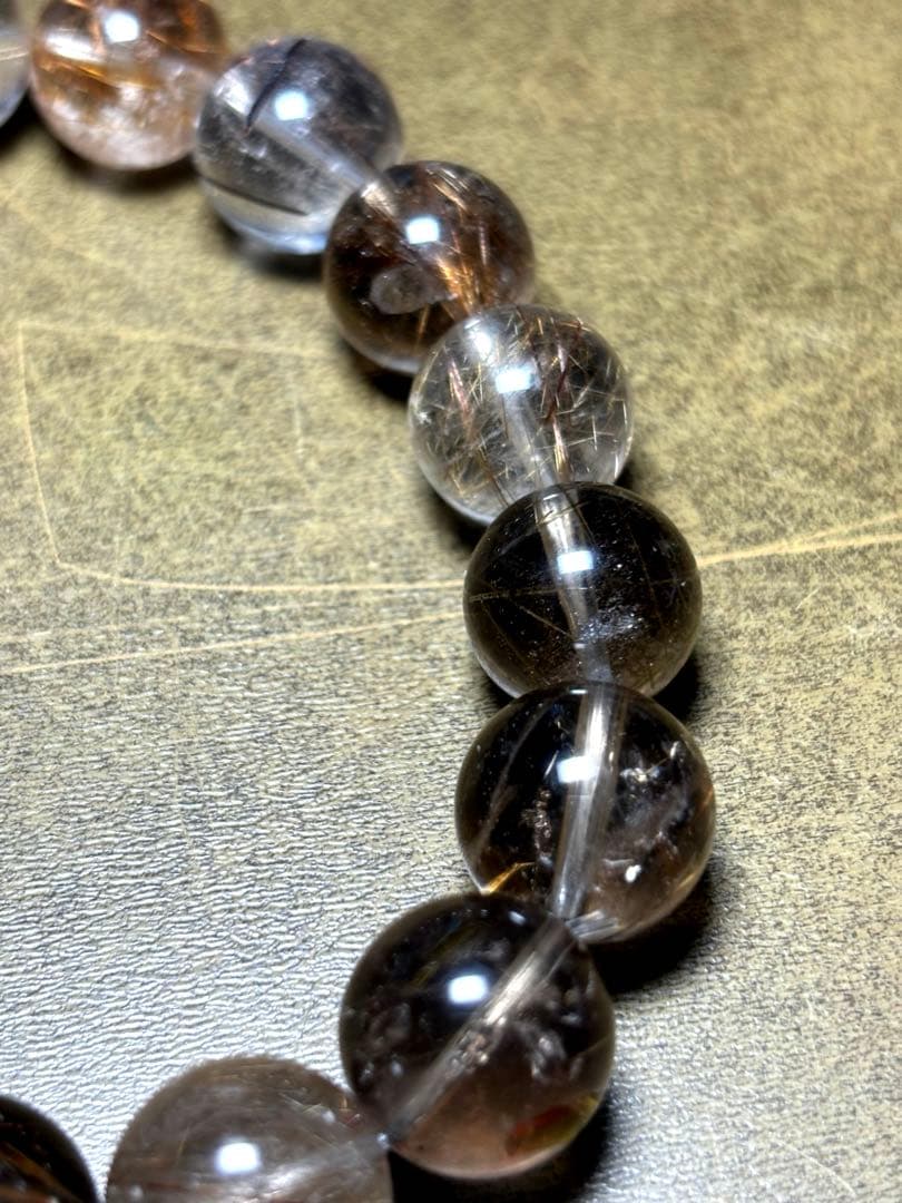 スモーキーミックスタイチンルチルブレス12.6㎜（新品未使用）ルチル　金運最強