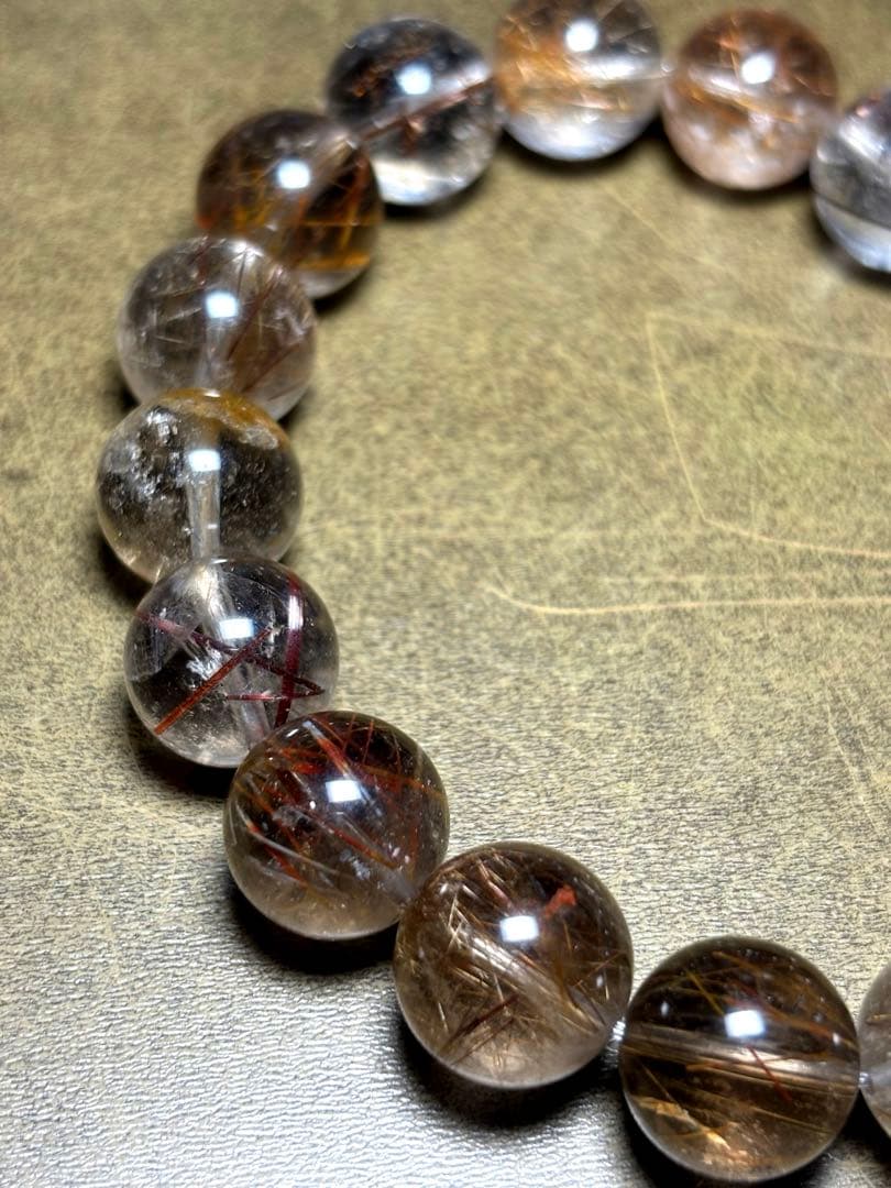 スモーキーミックスタイチンルチルブレス12.6㎜（新品未使用）ルチル　金運最強