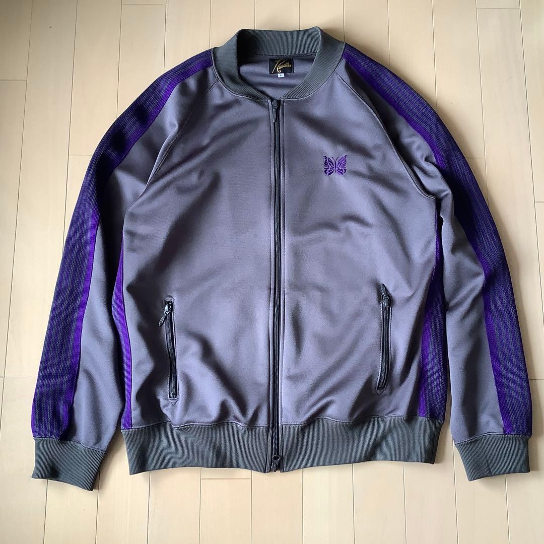 別注 Needles トラックジャケット グレーxパープル Lsize