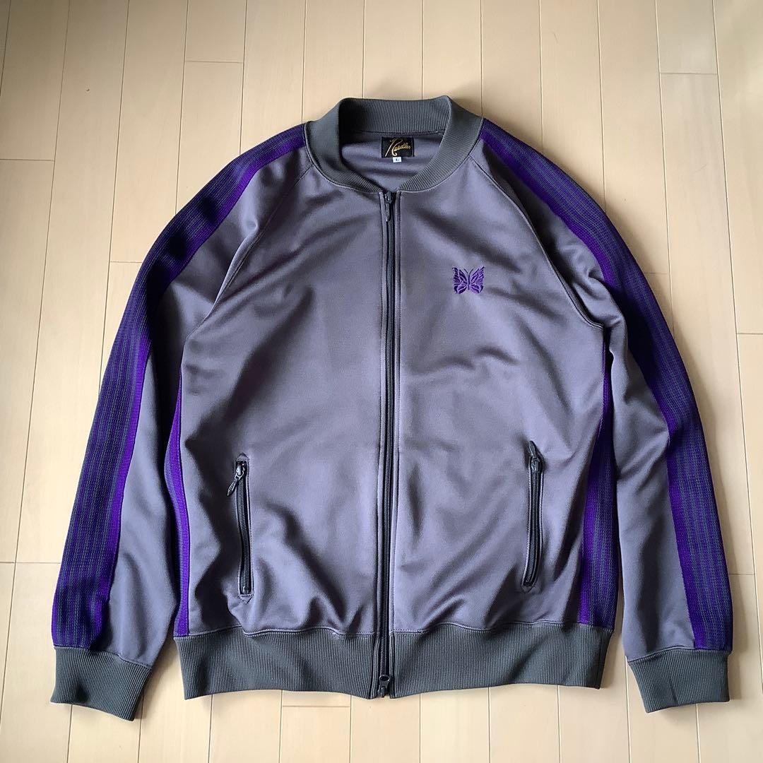 別注 Needles トラックジャケット グレーxパープル Lsize