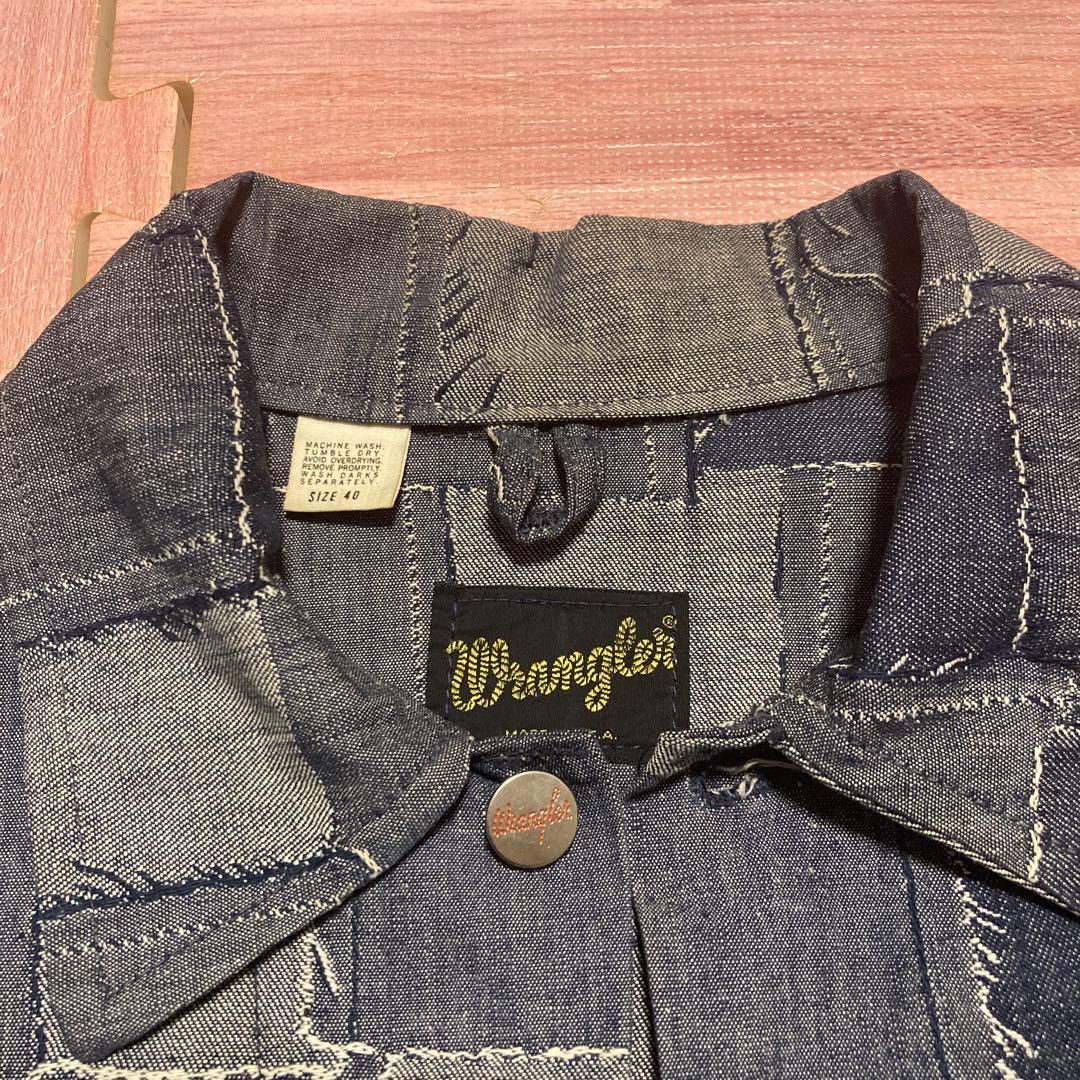 70s ビンテージWrangler ラングラーパッチワークデニムジャケット 40