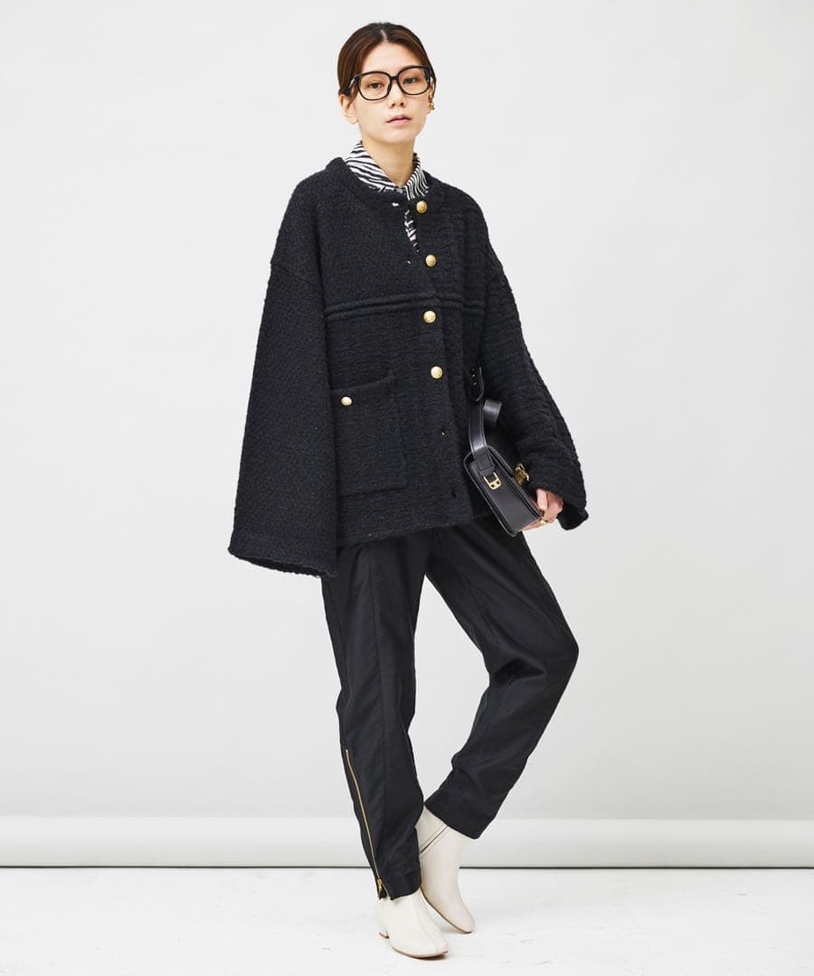 美品Curensology ツイードニットカーディガン ジャケット高見えデザイン