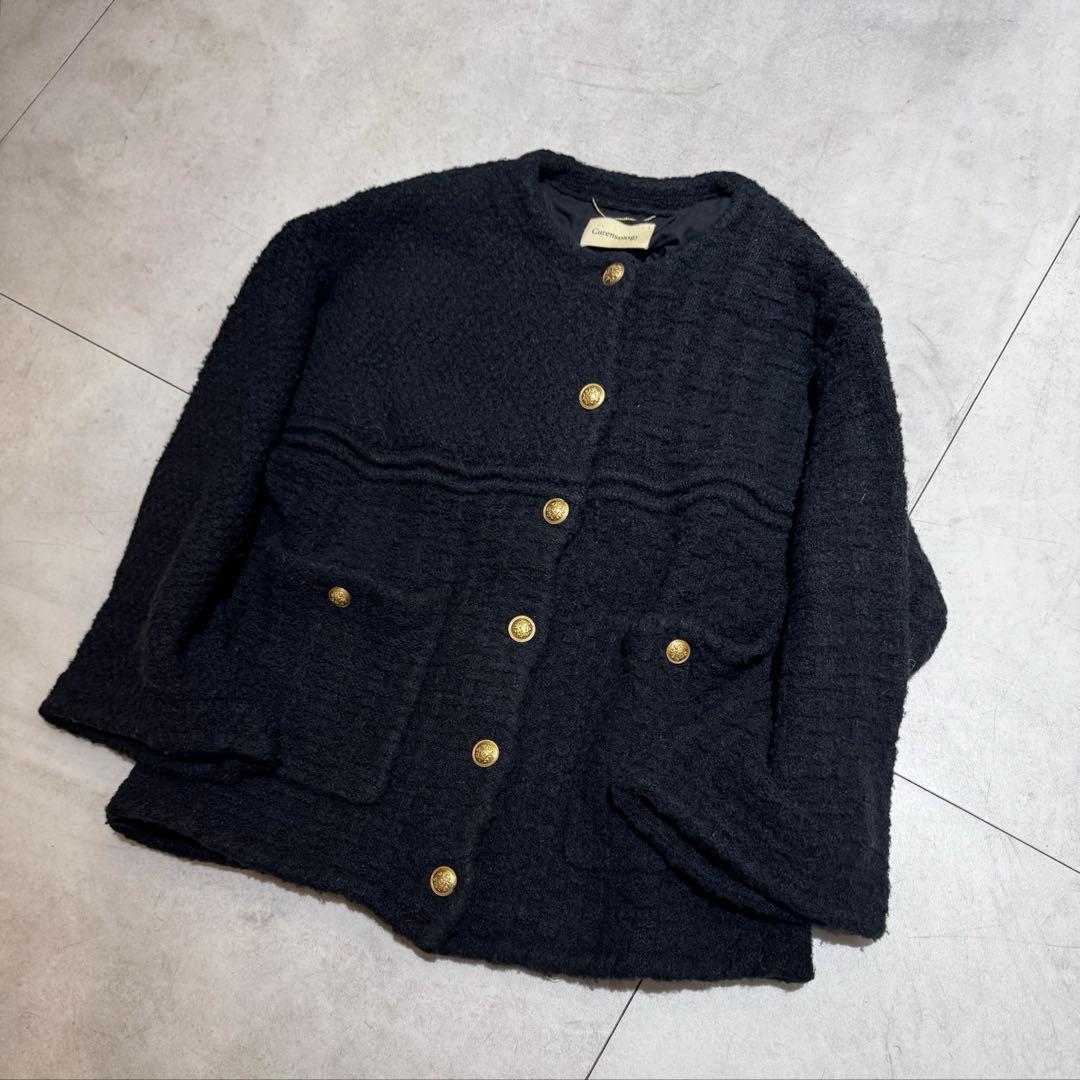 美品Curensology ツイードニットカーディガン ジャケット高見えデザイン