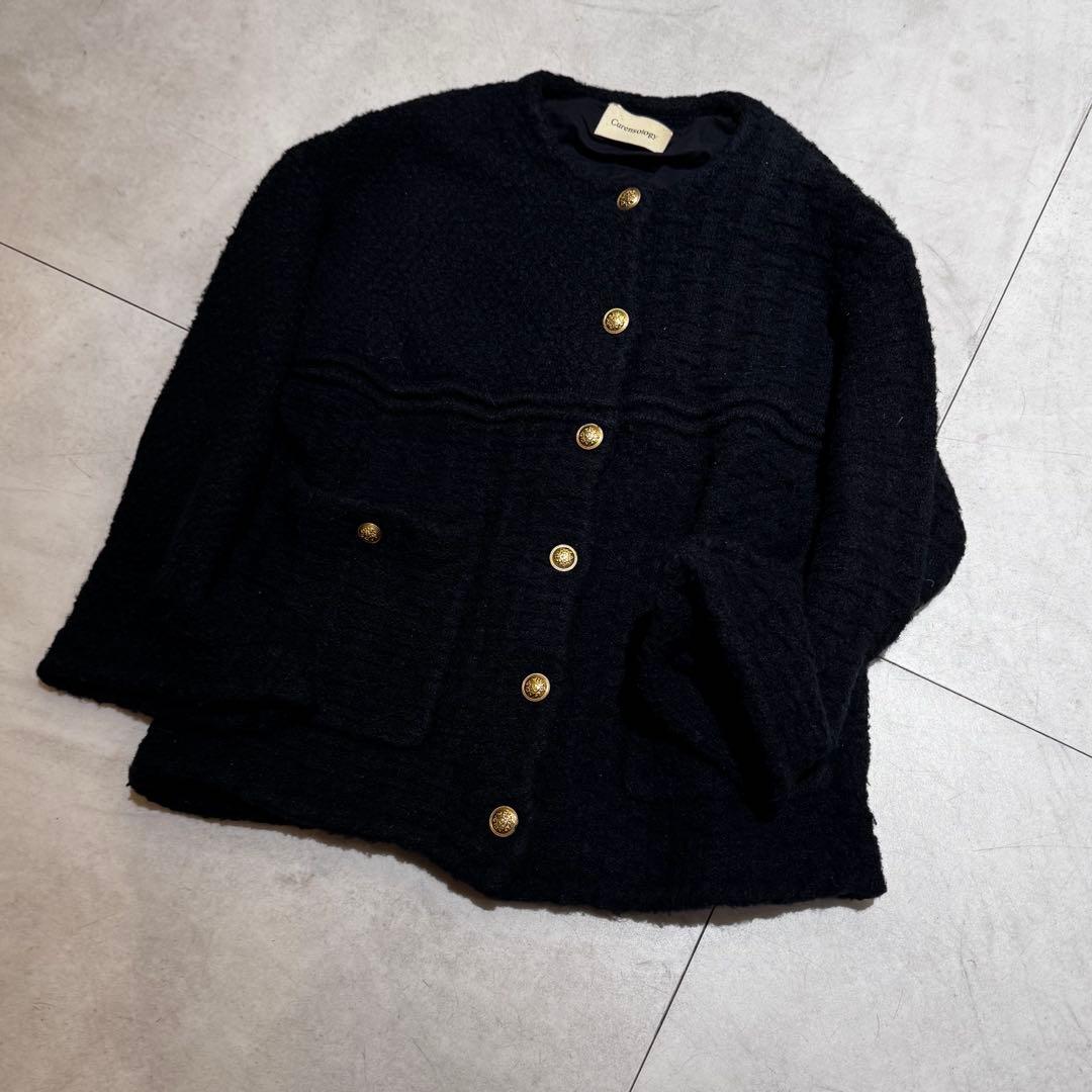 美品Curensology ツイードニットカーディガン ジャケット高見えデザイン