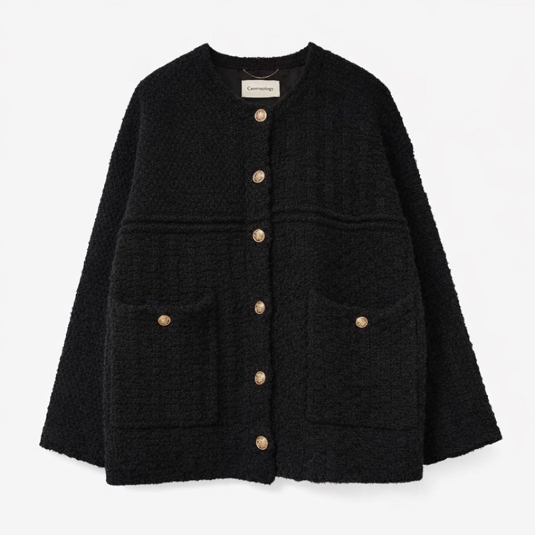 美品Curensology ツイードニットカーディガン ジャケット高見えデザイン