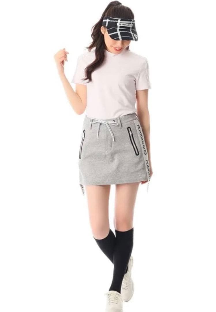 ✨美品✨パーリーゲイツ ロゴテープ スカート グレー 0 スウェット ストレッチ