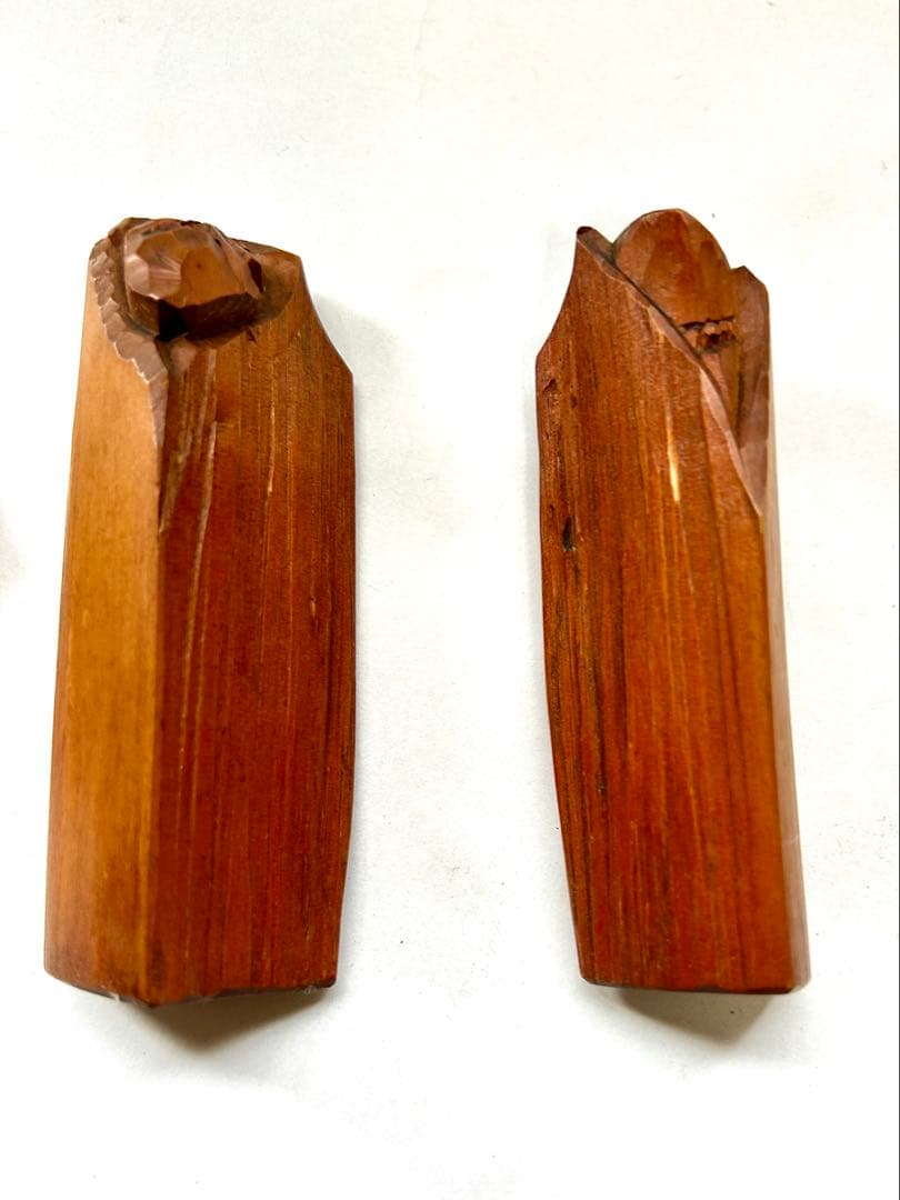 フ*ン様 夫婦木彫像　木製彫刻 二体の人物像 置物 台座付き　瀧口正満作品