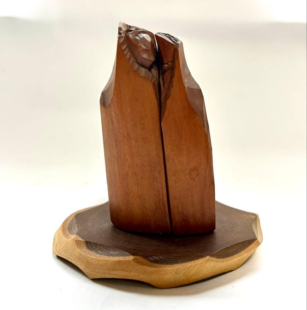 フ*ン様 夫婦木彫像　木製彫刻 二体の人物像 置物 台座付き　瀧口正満作品