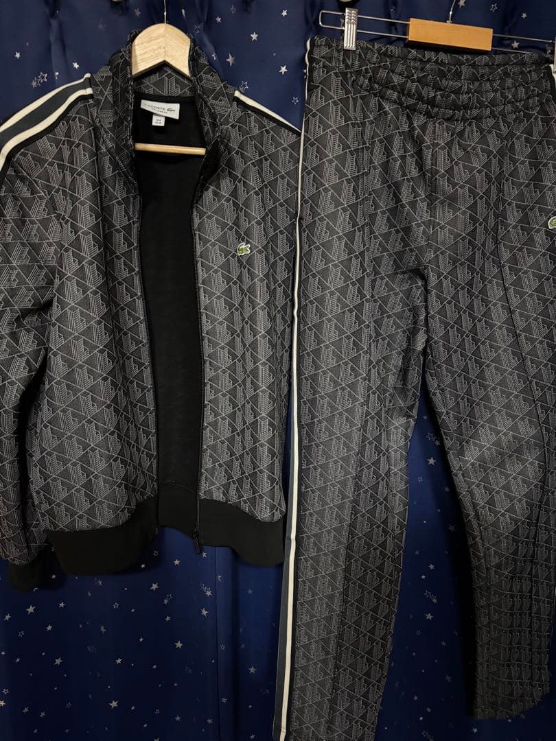 Lacoste ジャージセット 幾何学模様 ブラック　Mサイズ