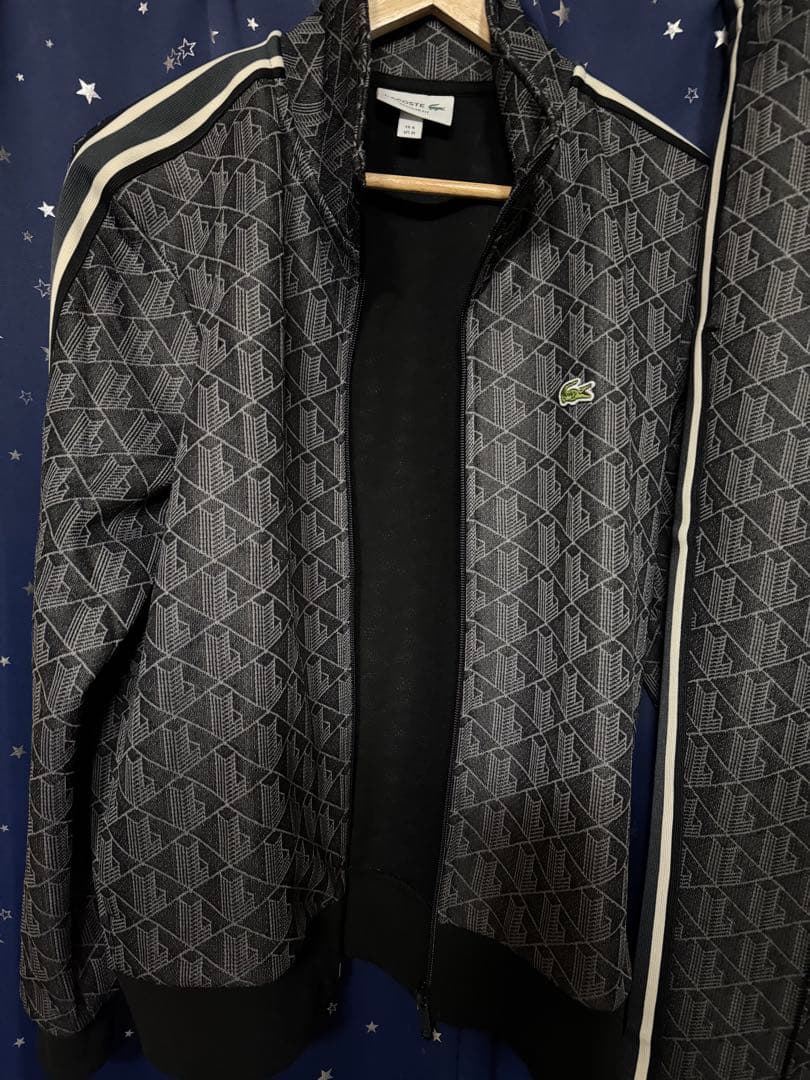 Lacoste ジャージセット 幾何学模様 ブラック　Mサイズ
