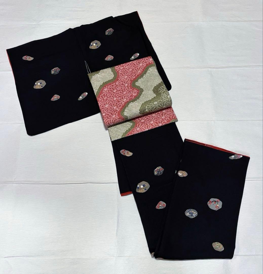 名古屋帯　絞り　きぬたや　鹿子絞り　一目絞り　道長取り