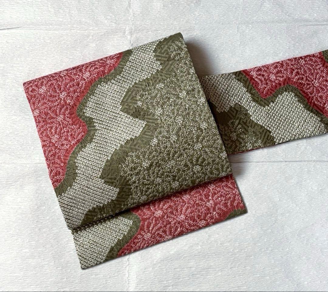 名古屋帯　絞り　きぬたや　鹿子絞り　一目絞り　道長取り