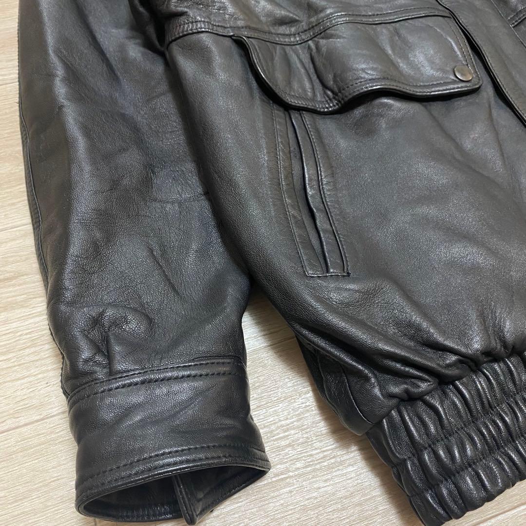 A2 黒　羊革　レザー　フライトジャケット　LL XL 柄裏地　y2k 00s