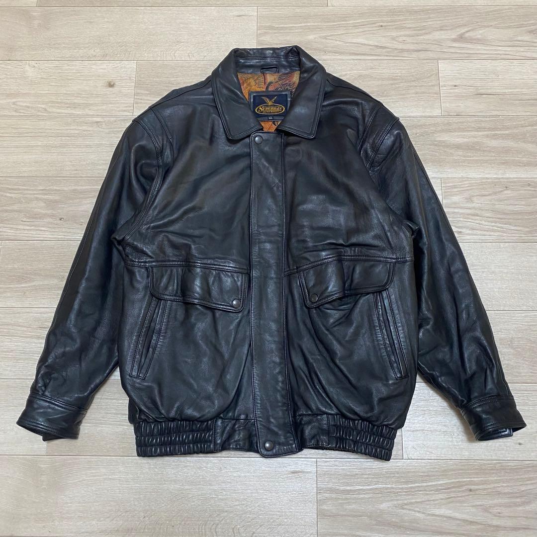 A2 黒　羊革　レザー　フライトジャケット　LL XL 柄裏地　y2k 00s