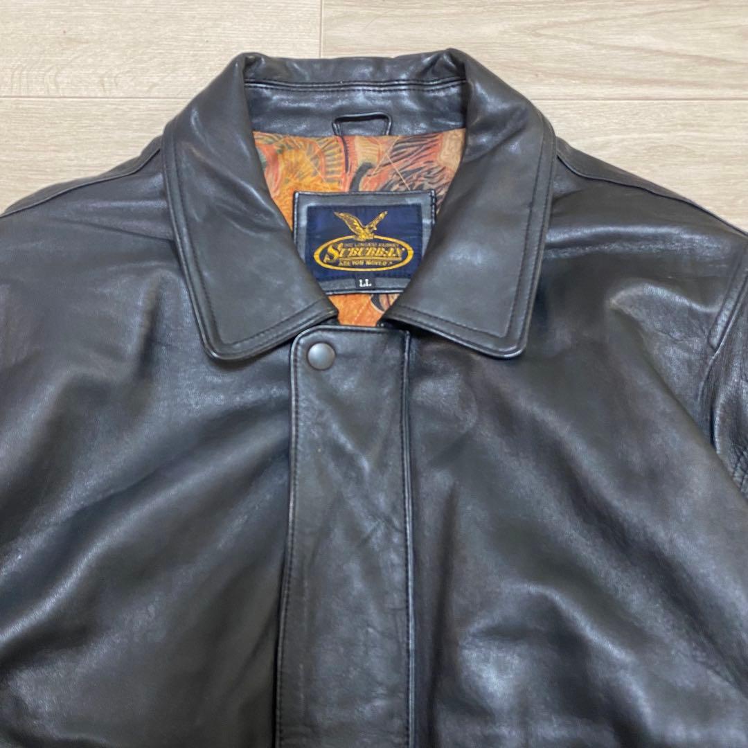 A2 黒　羊革　レザー　フライトジャケット　LL XL 柄裏地　y2k 00s