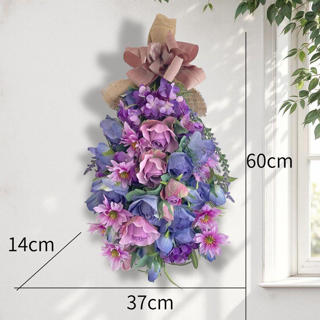 まりえ 光触媒フラワー ブルーローズとパープルローズの花束風スワッグ