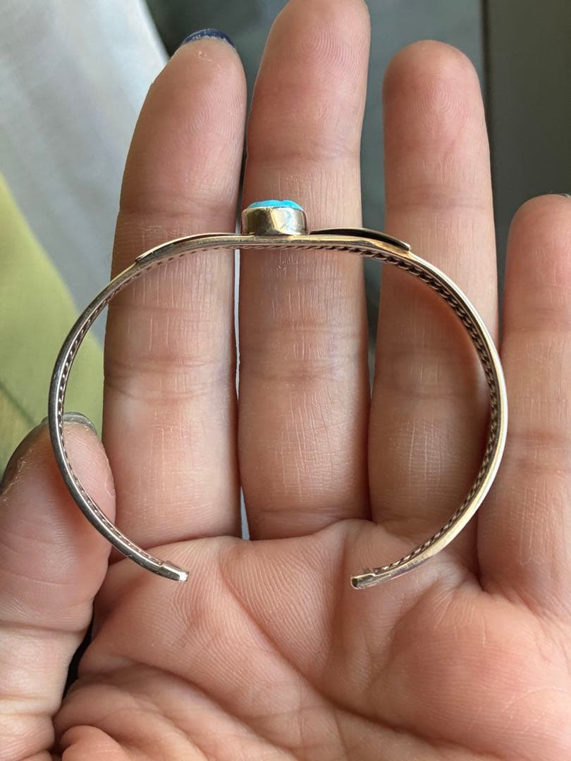 激レア✨95年前の超ヴィンテージ品❗️スリーピングビューティーターコイズ925カフ