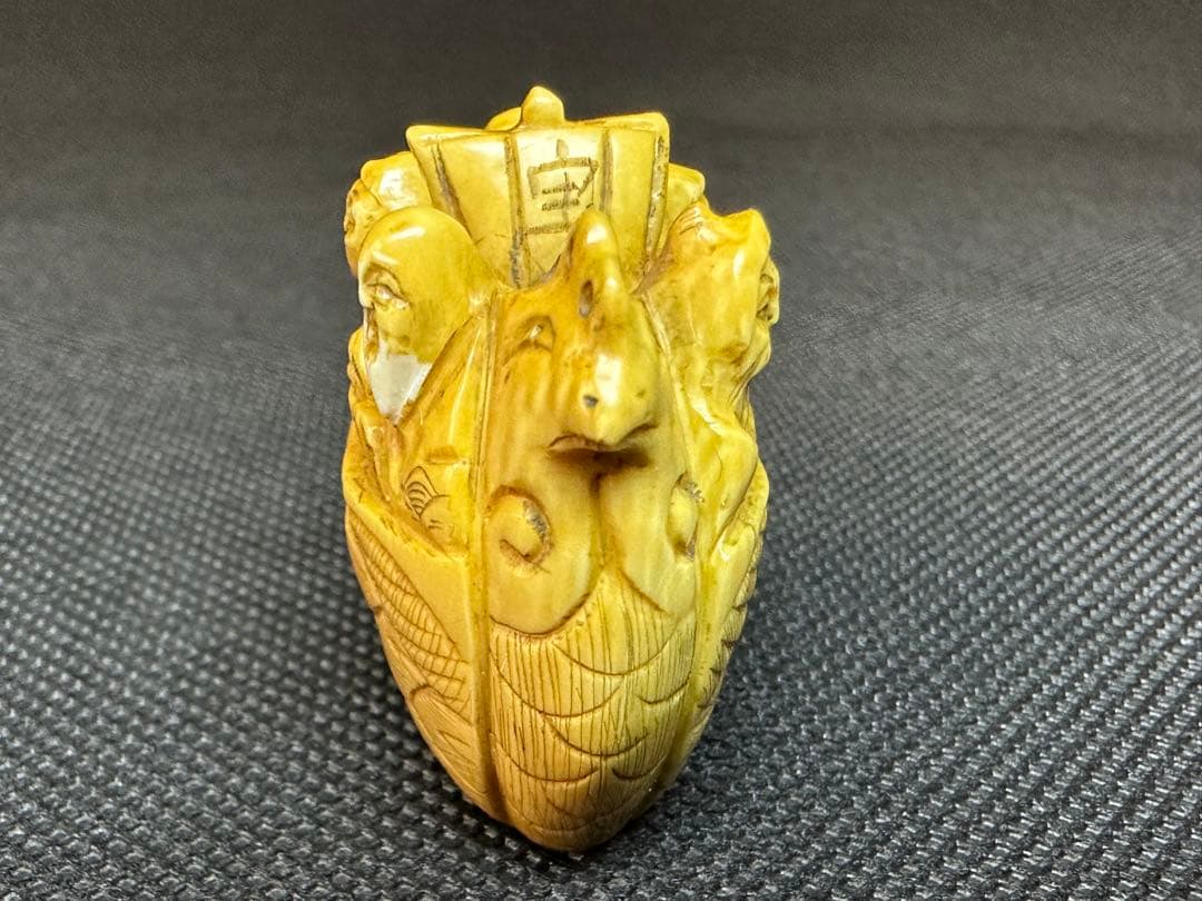 根付　宝船　七福神　アンティーク　歌舞伎　面変能人形根付　　象牙調　彫刻