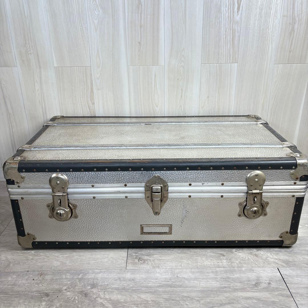 【ヴィンテージ】アルミ大型トランク 船トランク ケース インダストリアル