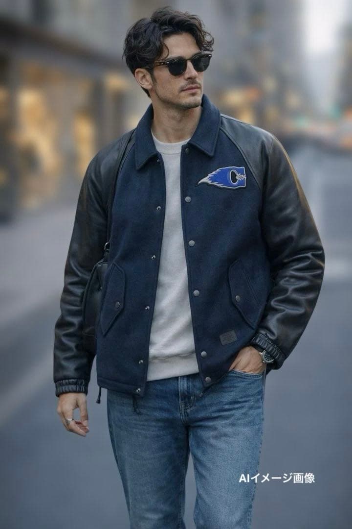 1*4様 希少XL｜COACH レザースリーブ スタジャン｜色褪せなし・極上コン