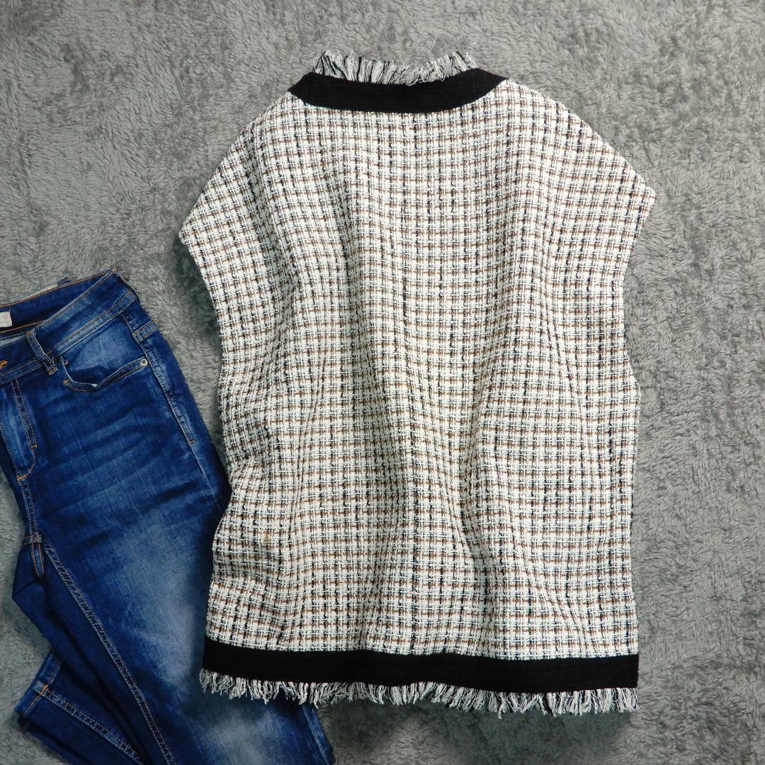 ナエ nae フリンジ ツイード ベスト ジレ