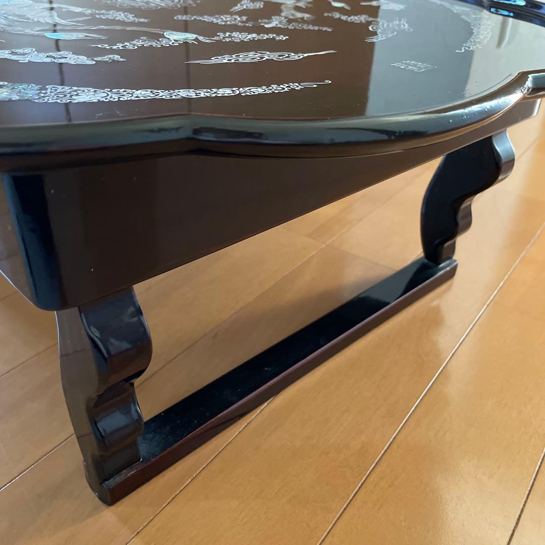 韓国伝統工芸 螺鈿細工 貝殻細工 鳳凰 螺鈿台 アンティーク家具