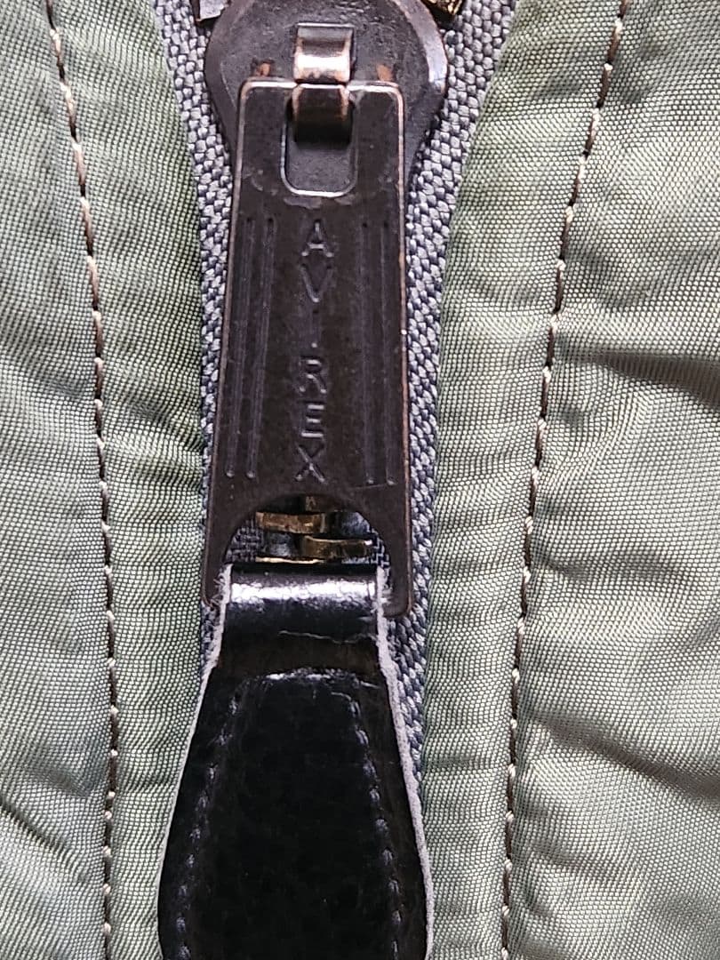 アヴィレックス　MA-1 フライトジャケット　ロゴ　カーキー　XL 短丈