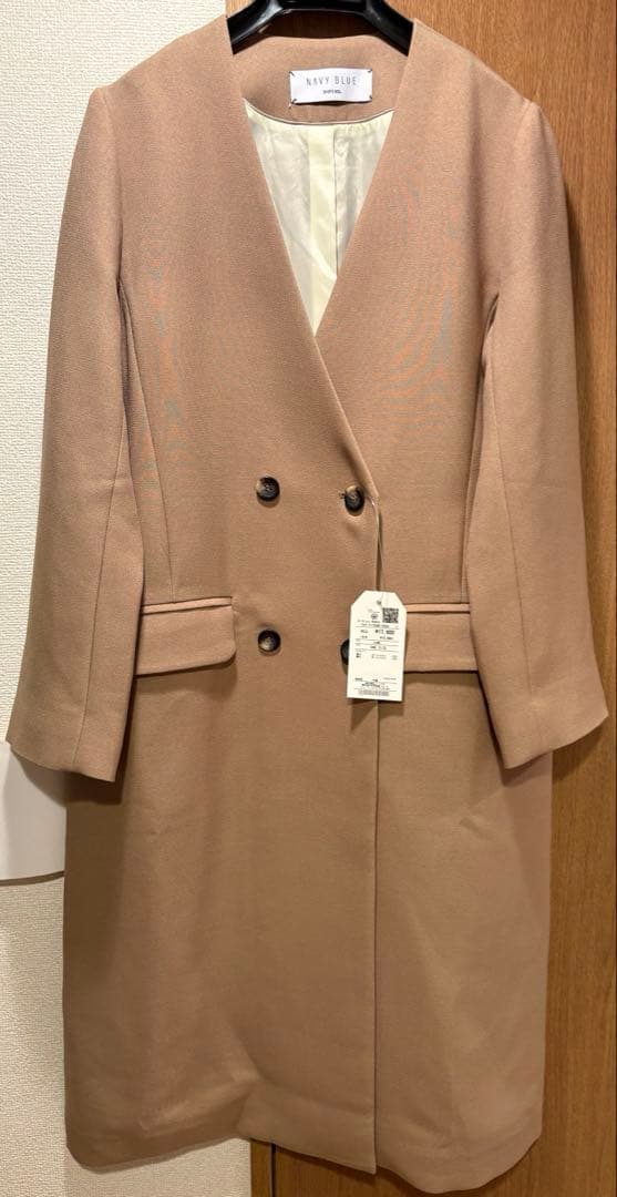 新品未使用　SHIPS any:＜洗濯機可能＞ダブルクロス ノーカラー コート