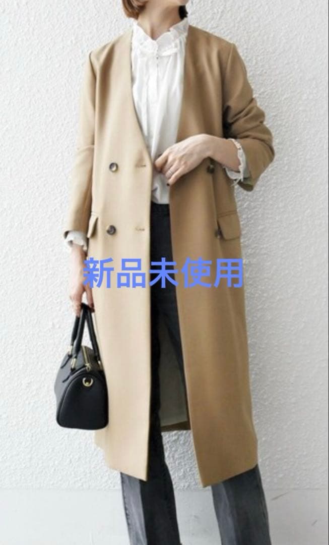 新品未使用　SHIPS any:＜洗濯機可能＞ダブルクロス ノーカラー コート