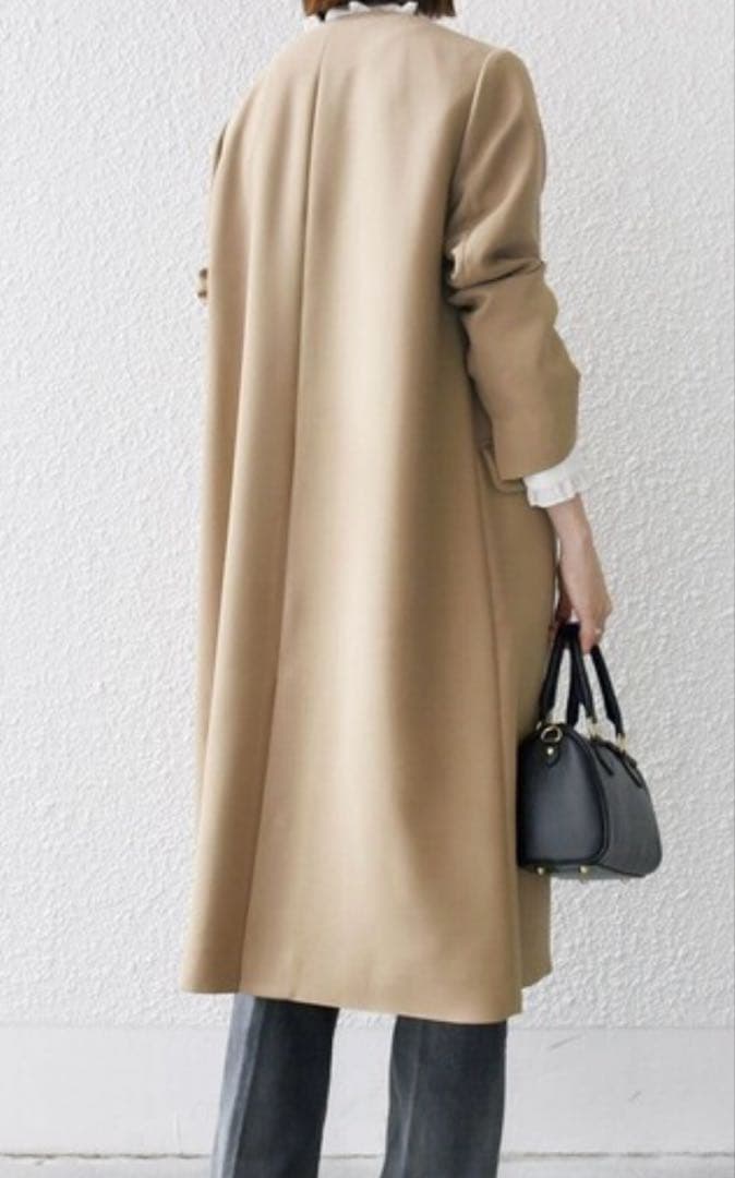 新品未使用　SHIPS any:＜洗濯機可能＞ダブルクロス ノーカラー コート