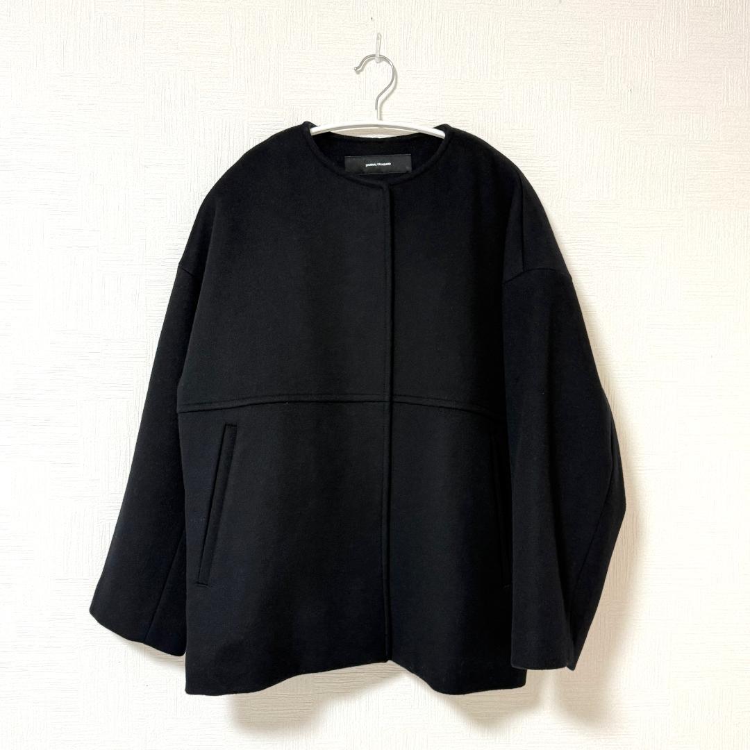 美品 ジャーナルスタンダード スーパー140ビーバーノーカラーショートコート