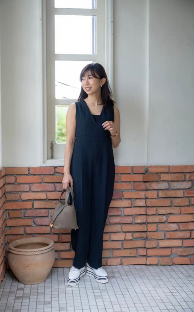 [試着のみ]sugaryuu ★クラシックツイードジャンプスーツ★ネイビー★S