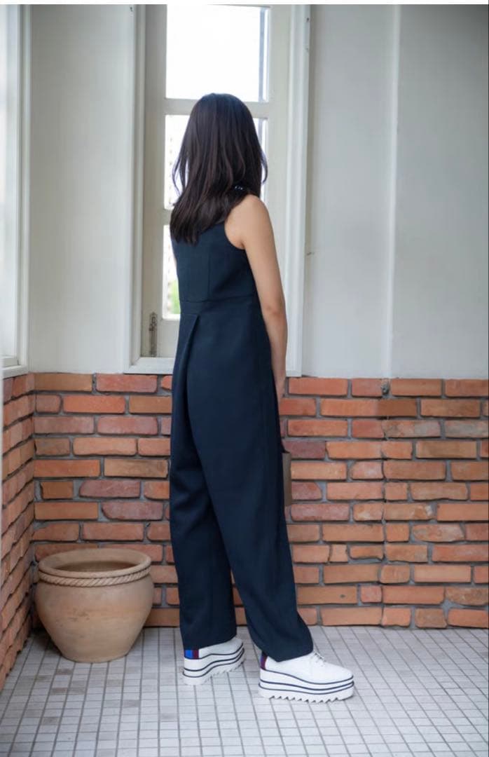 [試着のみ]sugaryuu ★クラシックツイードジャンプスーツ★ネイビー★S