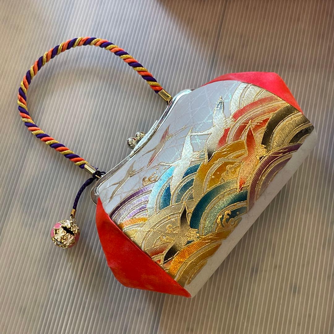 七五三用 はこせこ　朱色と金　草履・バッグ・小物セット　18㎝ 和装