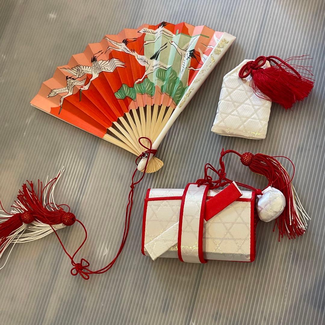 七五三用 はこせこ　朱色と金　草履・バッグ・小物セット　18㎝ 和装