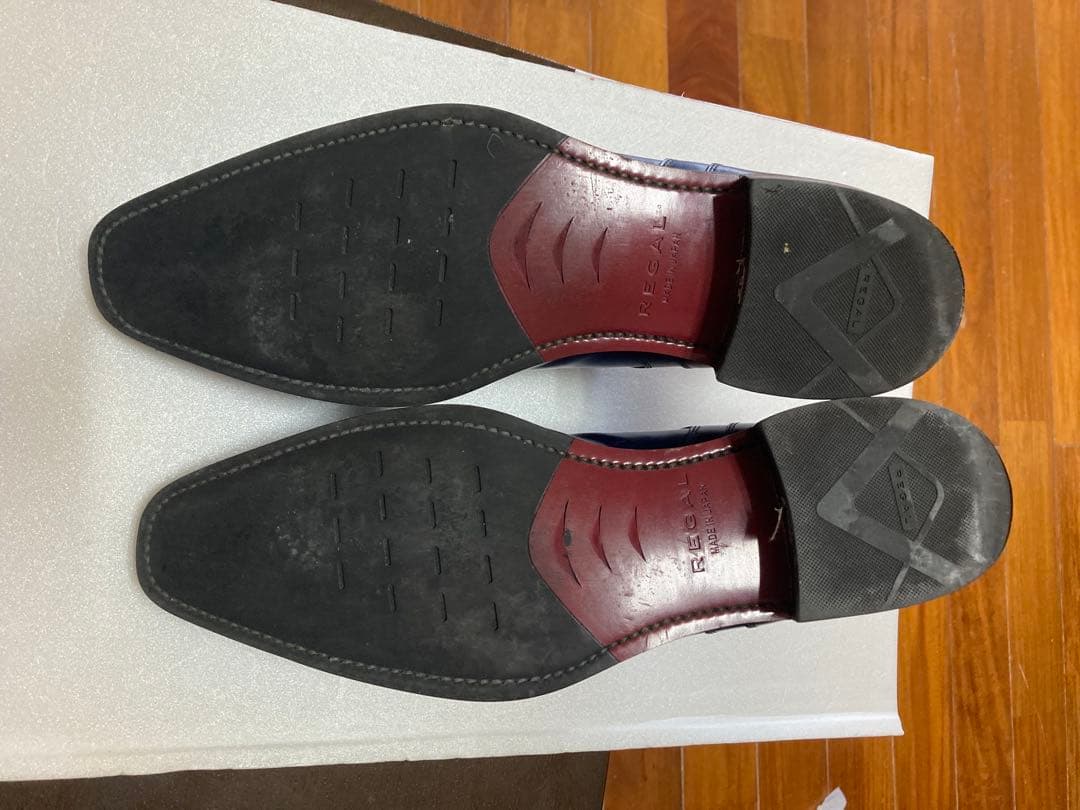 リーガル革靴　ダブルモンク　青色