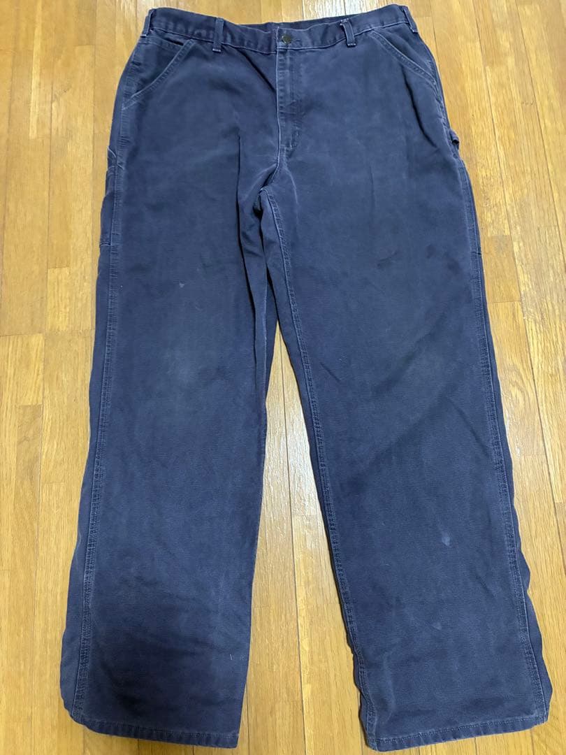 90s carharttダック地ワークパンツ　メキシコ製ダークブルーw36l34