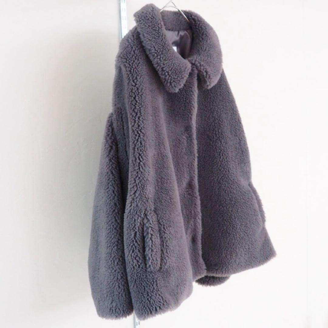 HYEON へヨン ted cape テッド ケープ グレイ ボアコート