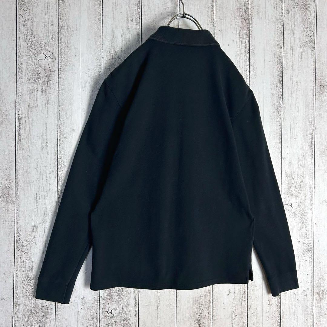 【希少デザイン】プラダ☆センターブランドロゴ入り長袖ポロシャツ ラバーロゴ