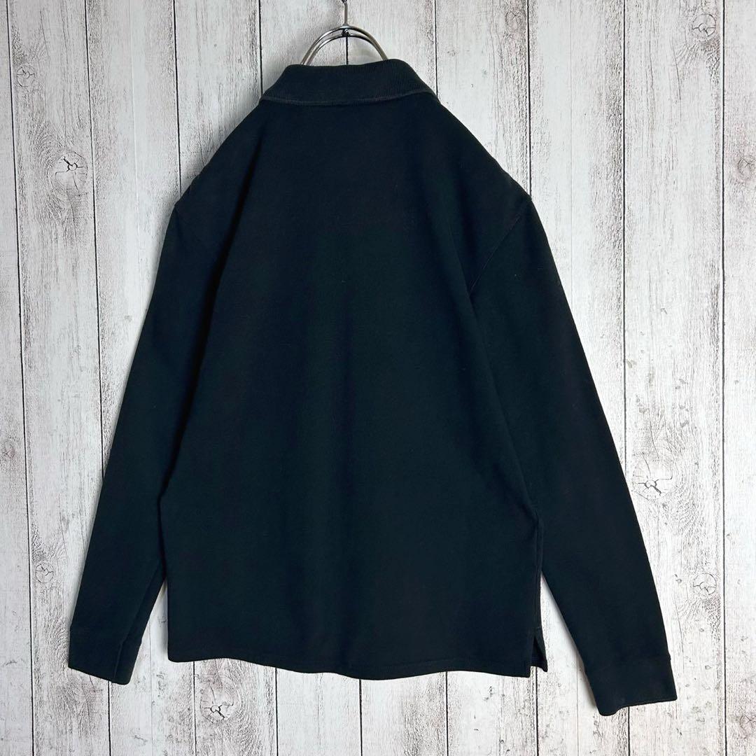 【希少デザイン】プラダ☆センターブランドロゴ入り長袖ポロシャツ ラバーロゴ