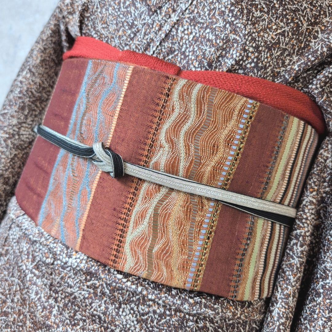 小紋　フルセット　着物　正絹　星屑　ダークブラウン　F5