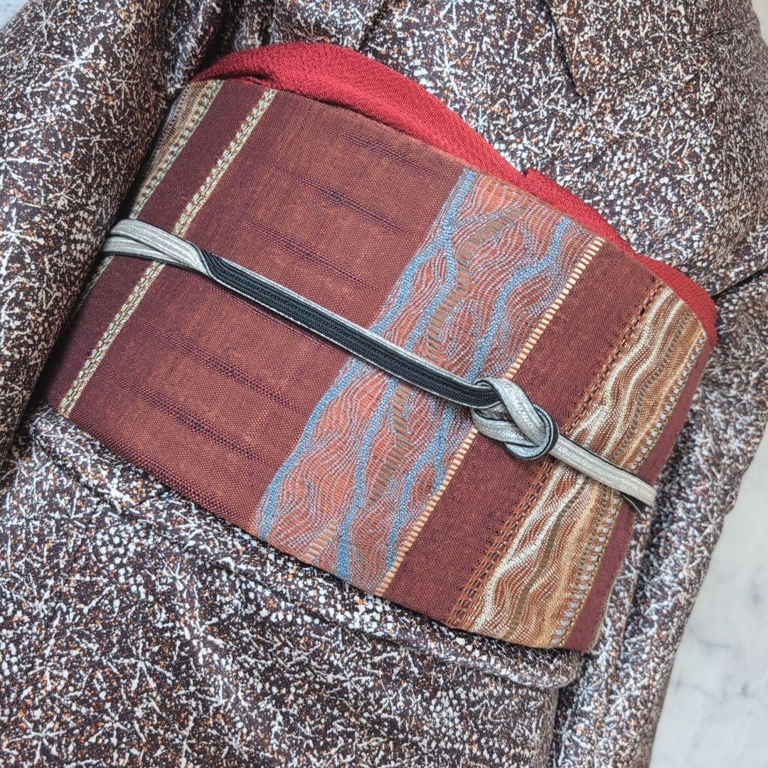 小紋　フルセット　着物　正絹　星屑　ダークブラウン　F5