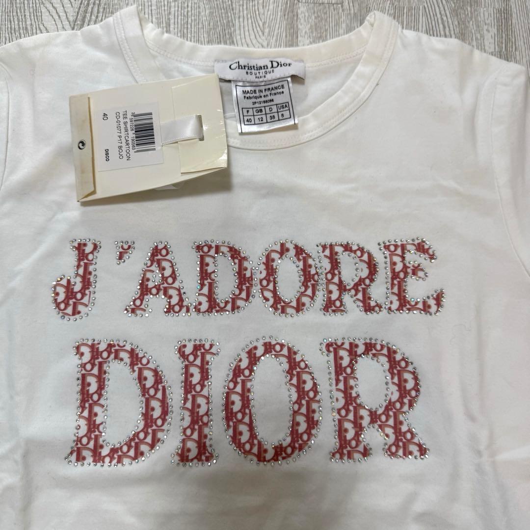 Dior トロッター オブリーク レディース Tシャツ スワロフスキー y2k