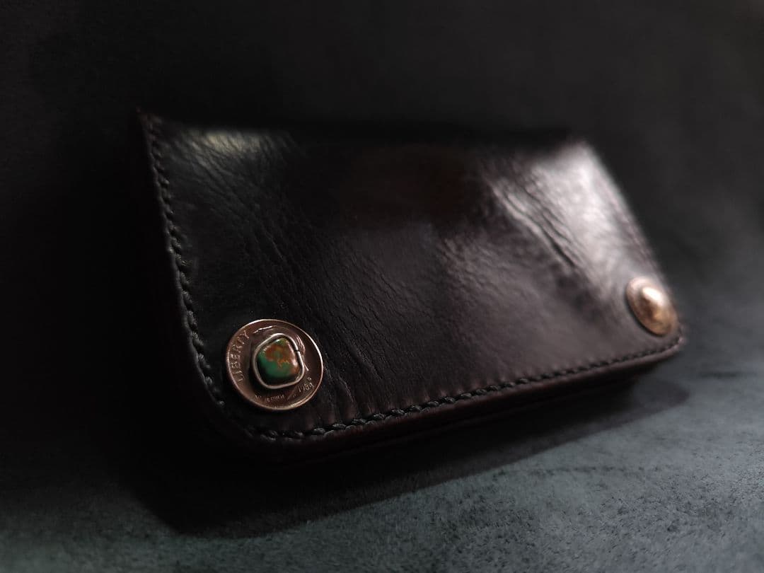 HORWEENクロムエクセル ミドルトラッカーウォレット③　ターコイズコンチョ